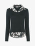 Pull fin à empiècement imprimé - Noir - 4