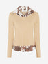 Pull fin à empiècement imprimé - Beige - 1
