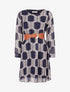 Robe légère en voile lamé imprimé marguerites stylisées - Marine - 1