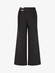 Pantalon long uni coupe ample - Noir - 1