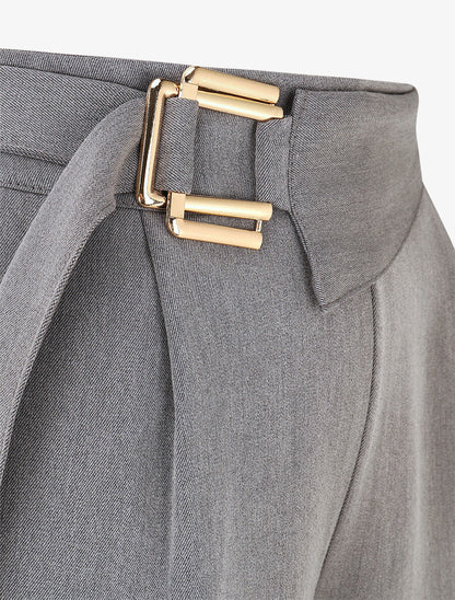 Pantalon long uni coupe ample - Gris - 3