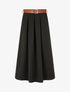 Jupe longue unie à taille élastiquée - Noir - 4