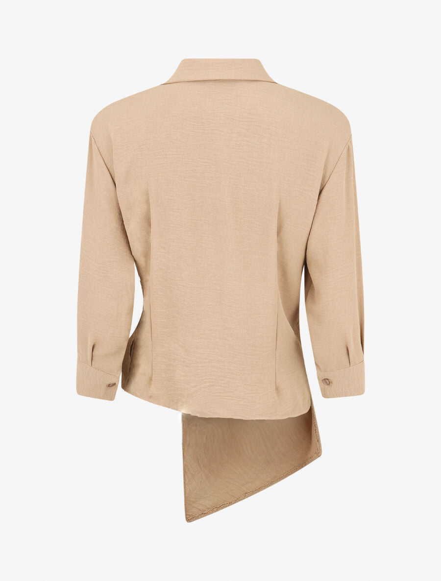 Chemisier asymétrique à nouer - Beige - 2