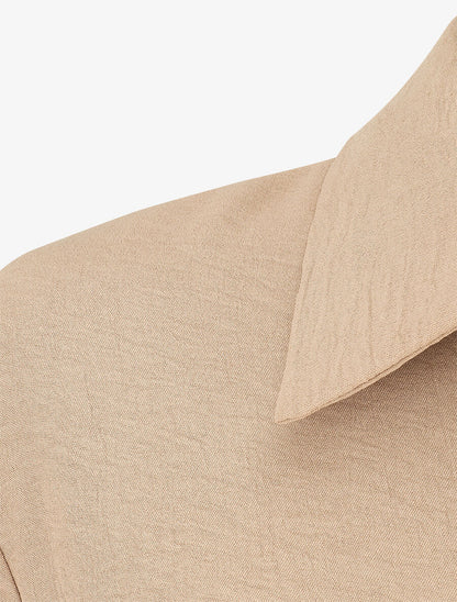 Chemisier asymétrique à nouer - Beige - 3