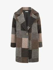 Manteau long imprimé patchwork - Marron - 4