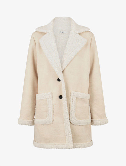 Manteau boutonné style aviateur - Beige - 1