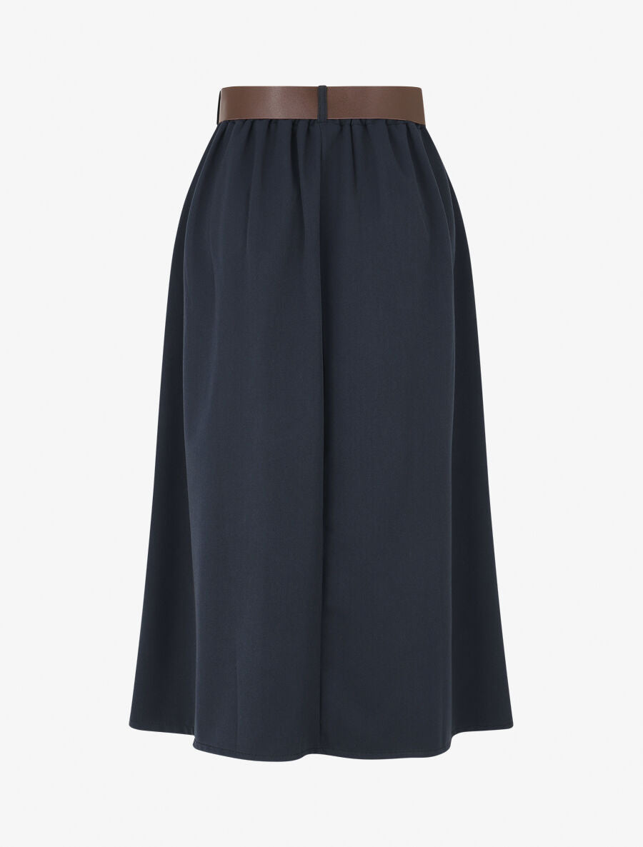 Jupe unie à taille élastiquée - Marine - 2