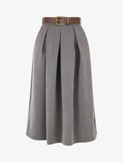 Jupe unie à taille élastiquée - Gris - 4