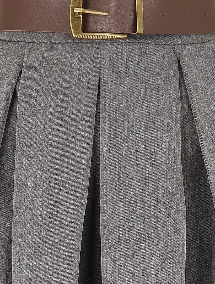 Jupe unie à taille élastiquée - Gris - 3