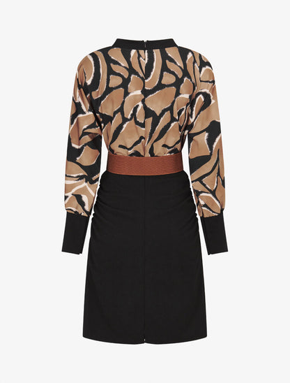 Robe moulante à buste imprimé graphique - Noir - 2