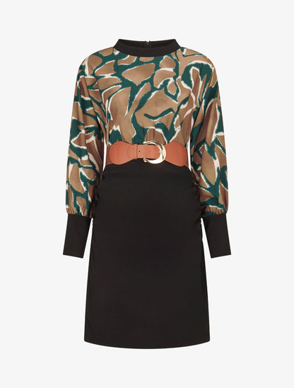 Robe moulante à buste imprimé graphique - Vert sapin - 5