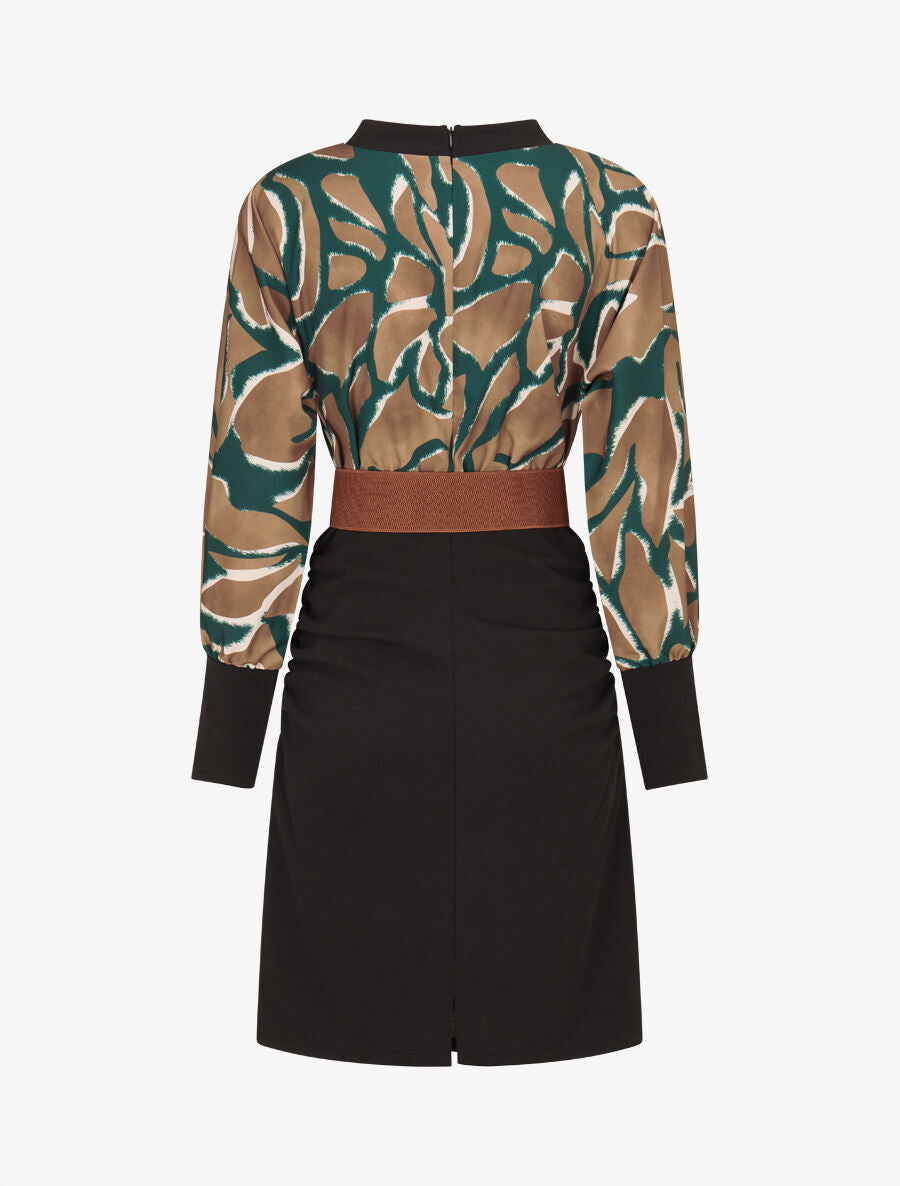 Robe moulante à buste imprimé graphique - Vert sapin - 2