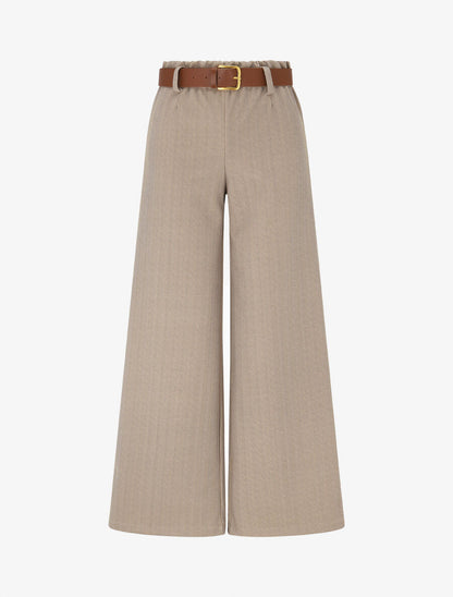 Pantalon épais effet tweed - Beige - 4