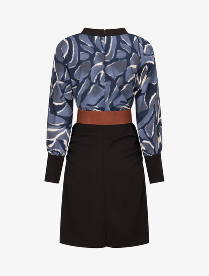 Robe moulante à buste imprimé graphique - Marine - 2