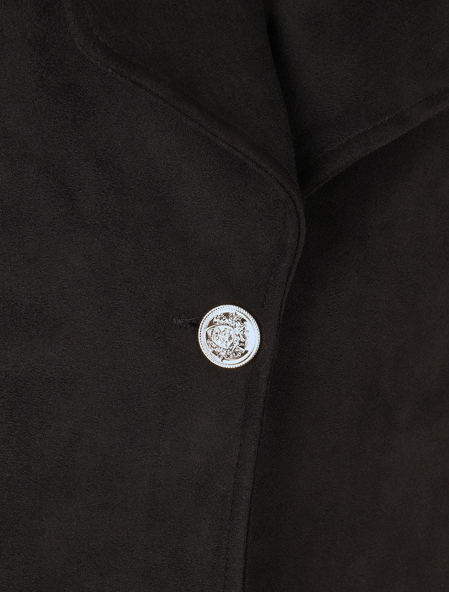 Veste en suédine col tailleur - Noir - 3