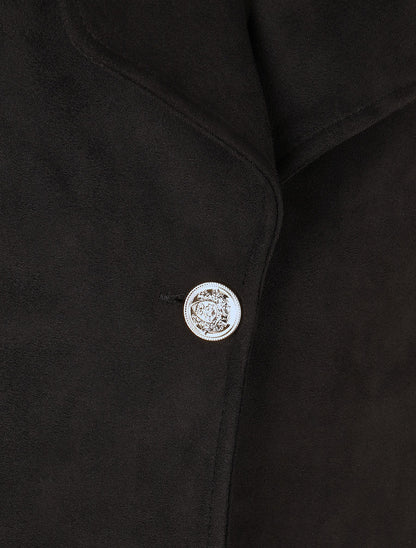 Veste en suédine col tailleur - Noir - 3