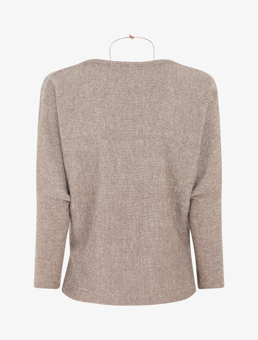 Pull côtelé et irisé - Taupe - 2