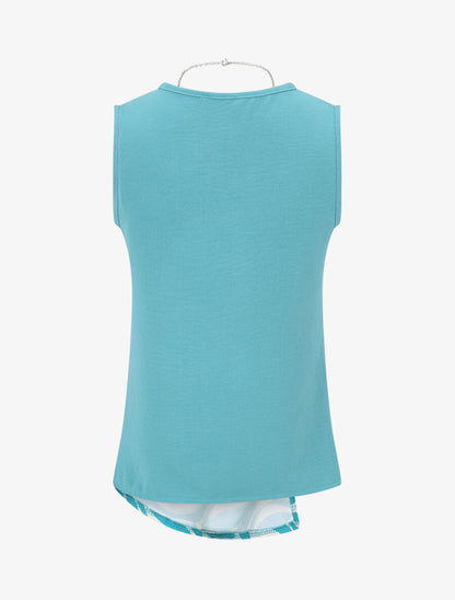 Top sans manches asymétriques imprimé graphique - Turquoise - 2
