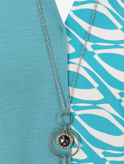 Top sans manches asymétriques imprimé graphique - Turquoise - 3