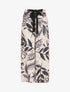 Pantalon ample taille haute imprimé feuilles - Noir - 1