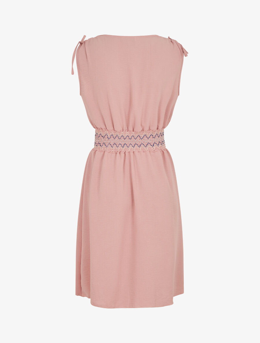 Robe unie sans manches à taille élastiquée - Vieux rose - 2