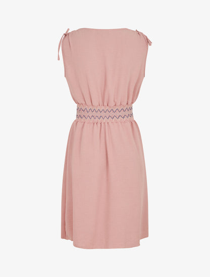 Robe unie sans manches à taille élastiquée - Vieux rose - 2