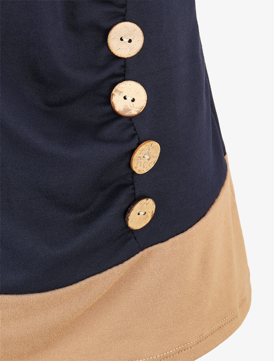 Top effet superposé à boutons - Marine - 3