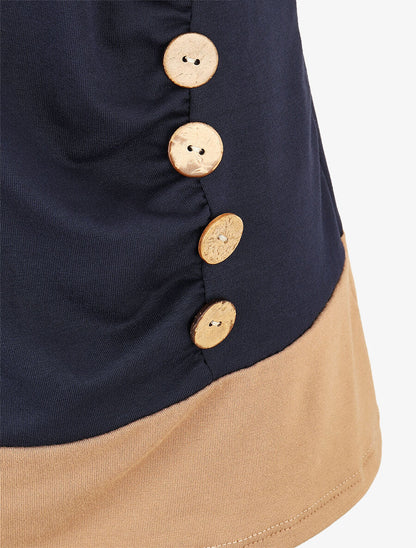 Top effet superposé à boutons - Marine - 3