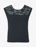Top droit sans manches col en dentelle - Marine - 4