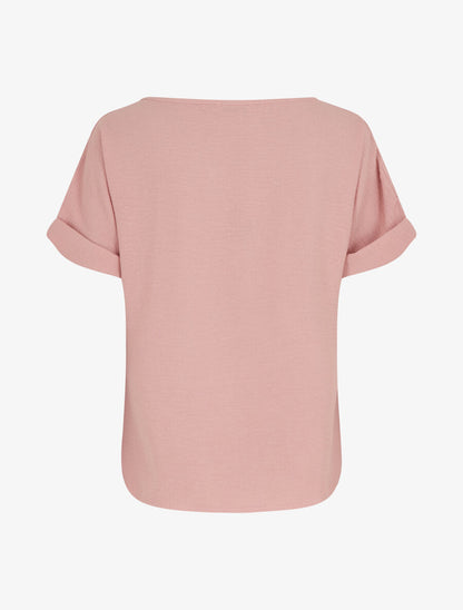 Top droit manches courtes à col asymétrique - Rose - 2