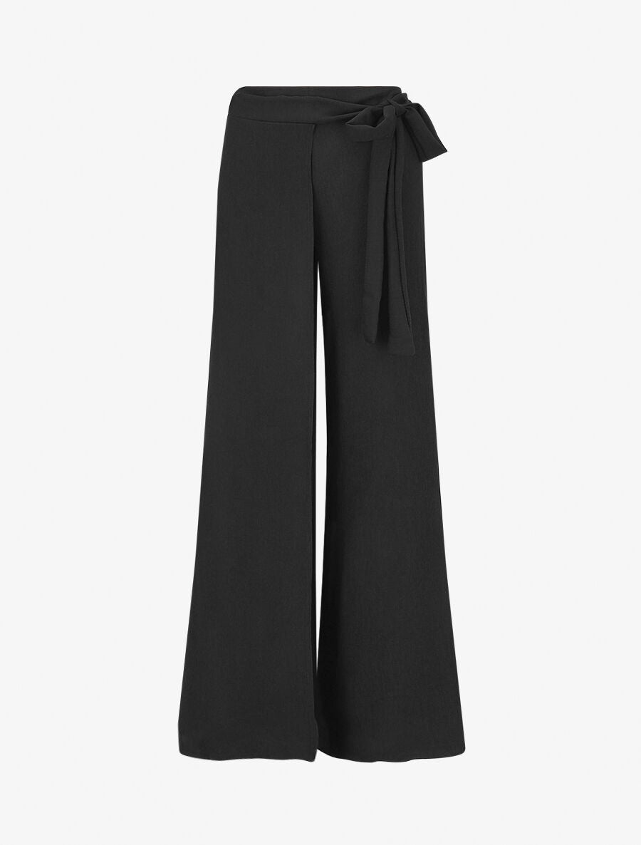 Pantalon texturé à pans - Noir - 1