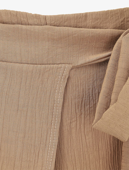 Pantalon texturé à pans - Camel - 3