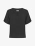 Blouse droite et texturée à col V - Noir - 1