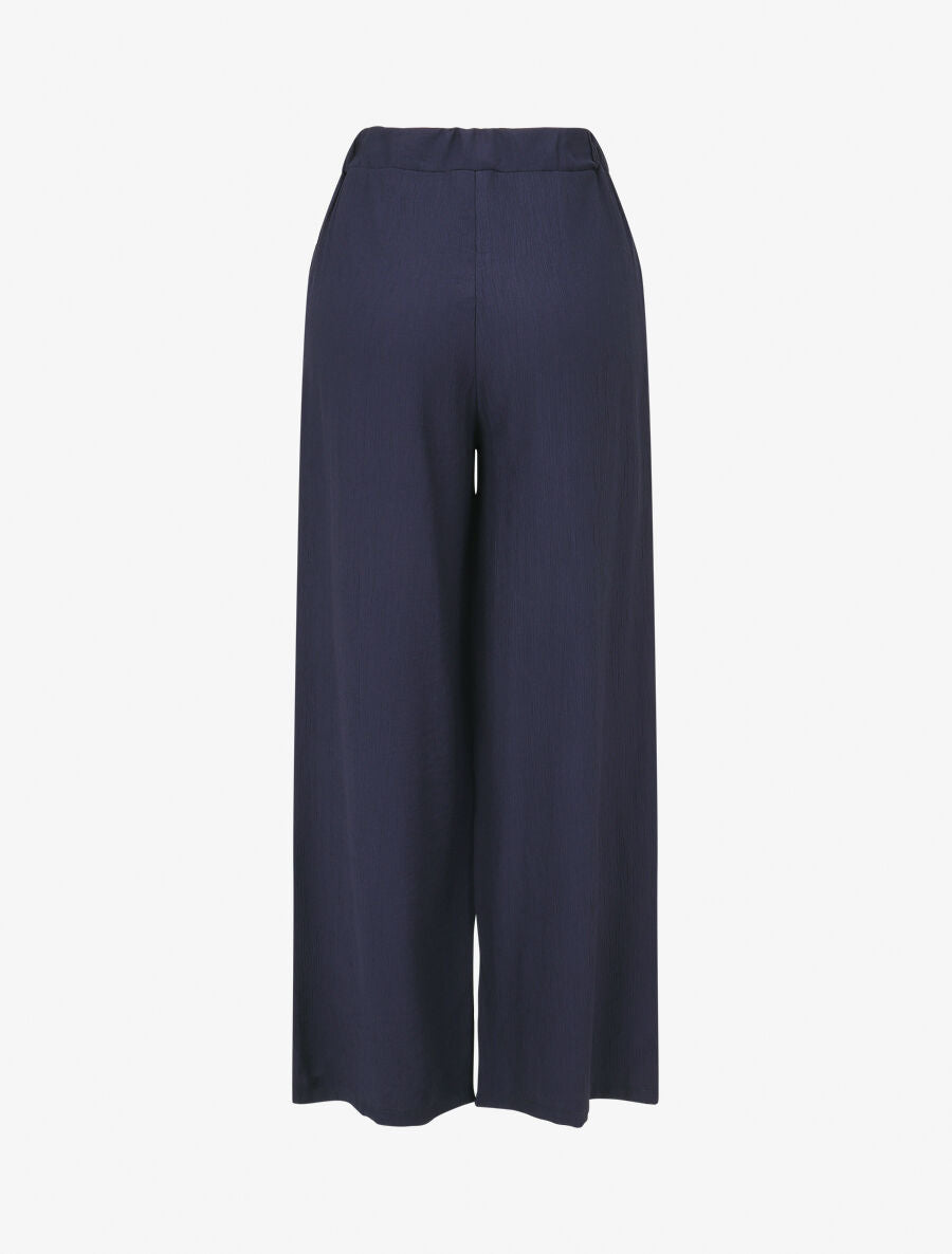 Pantalon fluide élastiqué uni - Marine - 2