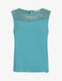Top droit sans manches col dentelle - Turquoise - 1