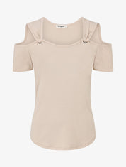 Top manches courtes à épaules dénudées - Beige - 1