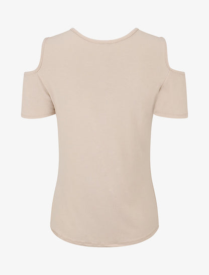 Top manches courtes à épaules dénudées - Beige - 2