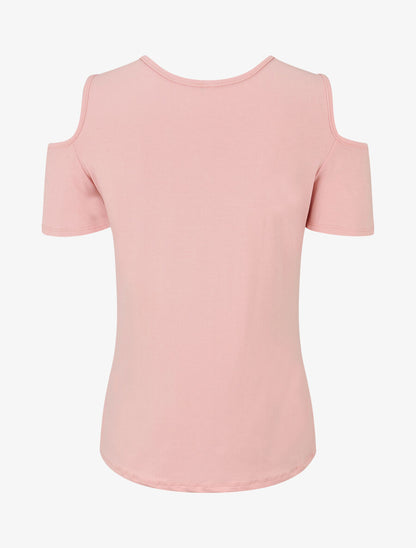 Top manches courtes à épaules dénudées - Rose - 2