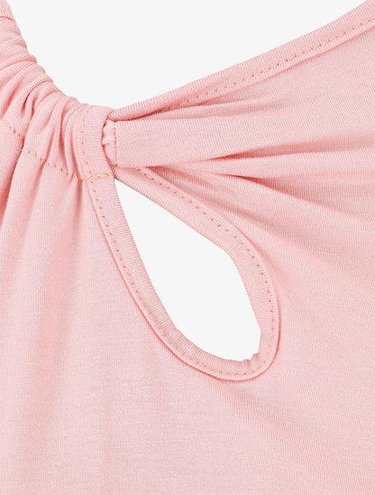 Top ajusté à manches courtes et col déstructuré - Rose - 3