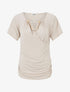 Top droit col cache coeur à chaînette - Beige - 1