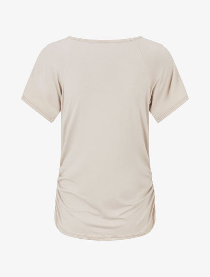Top droit col cache coeur à chaînette - Beige - 2