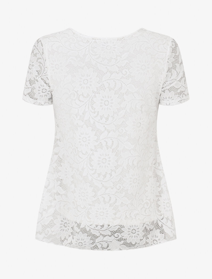 Top uni en dentelle - Blanc - 2