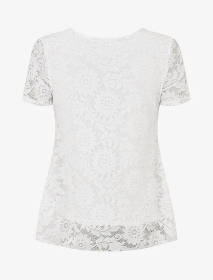 Top uni en dentelle - Blanc - 2