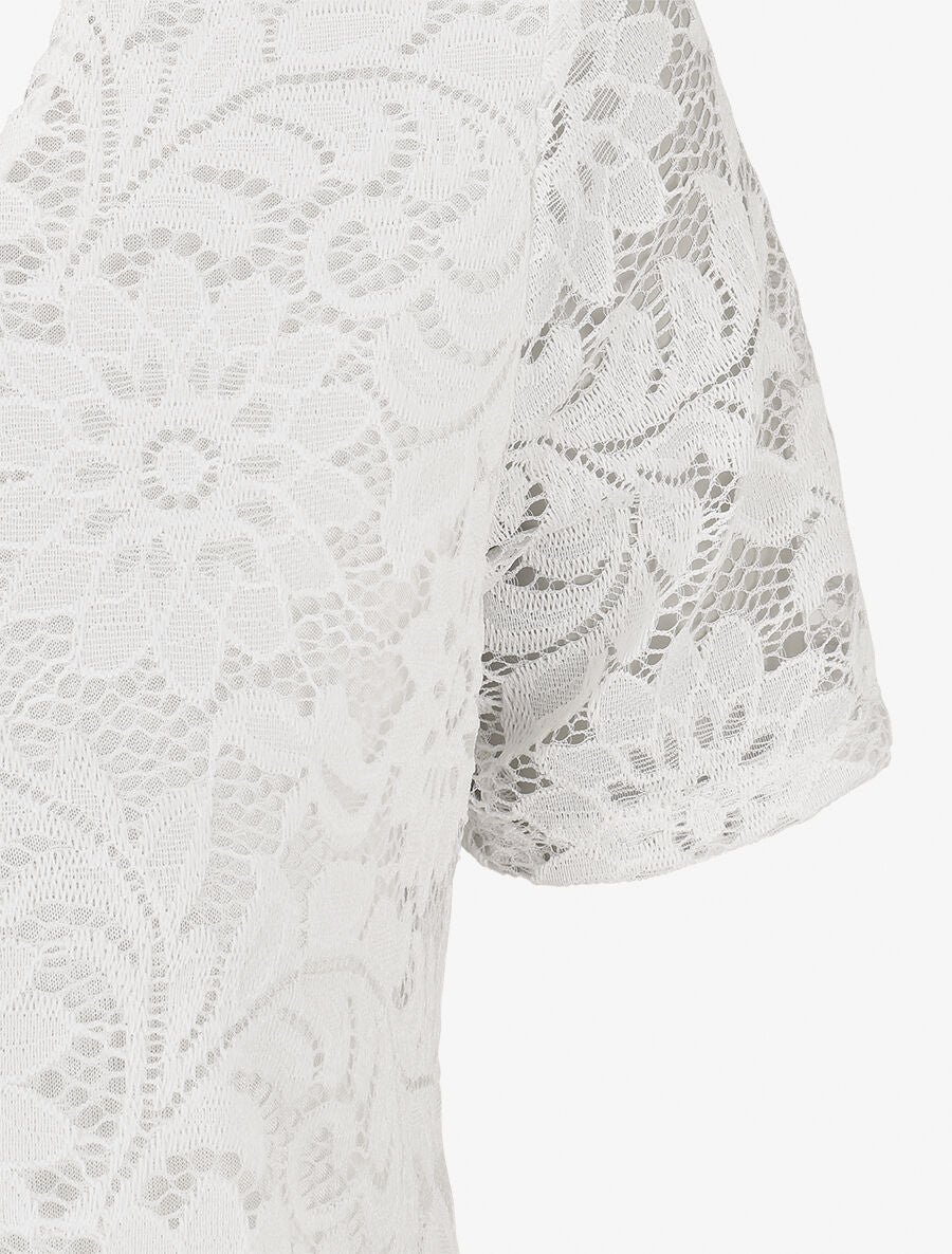 Top uni en dentelle - Blanc - 3