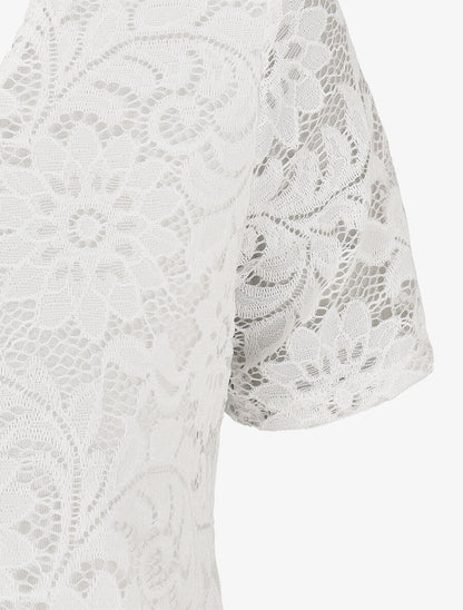 Top uni en dentelle - Blanc - 3