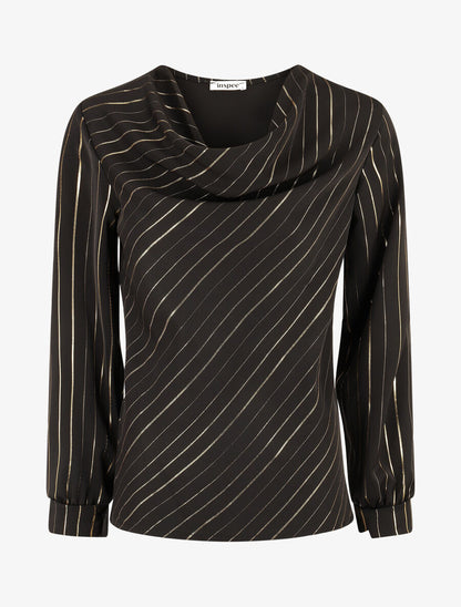 Blouse fluide à rayures irisées - Noir - 4