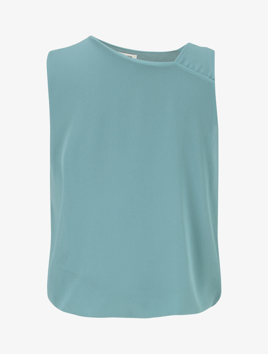 Top uni à bretelle et empiècement pierre - Turquoise - 2