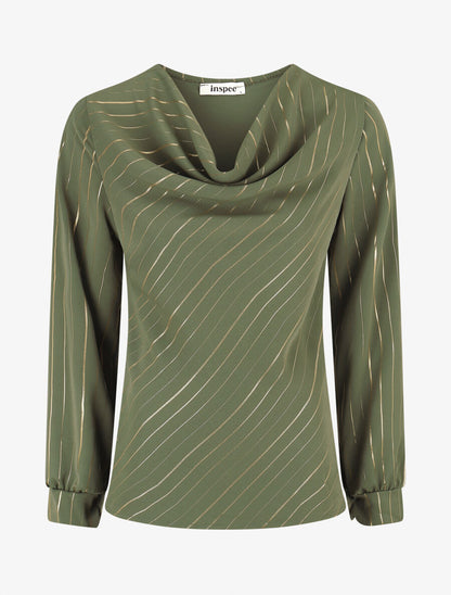 Blouse fluide à rayures irisées - Kaki - 1