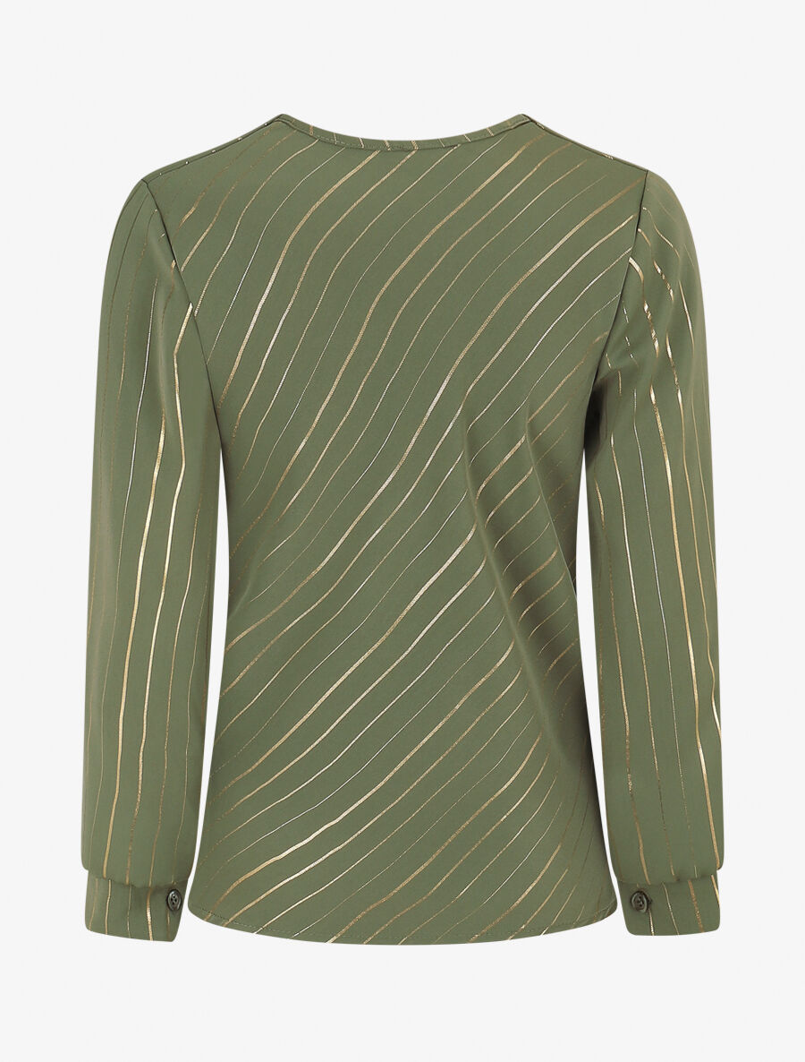 Blouse fluide à rayures irisées - Kaki - 2