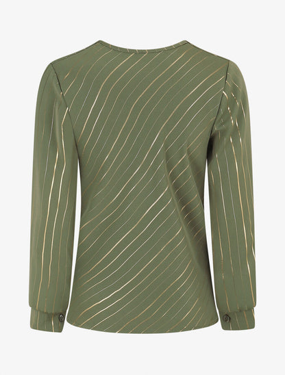 Blouse fluide à rayures irisées - Kaki - 2
